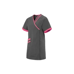 Tunique médicale femme Lafont Lilée (gris charcoal et rose)