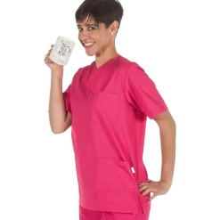 Tunique médicale mixte polyester/coton (fuchsia)